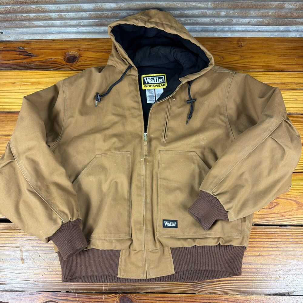 Walls Insulated Work Wear Hooded Jacket Men’s M (38-40) Regular Tan Duck Canvas